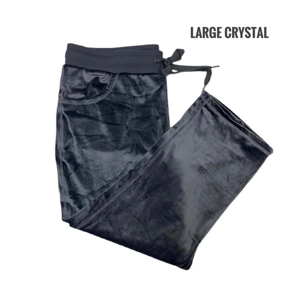 Large Lularoe Crystal Kick Flare Crop Pant Solid Velour Gray Fits 14